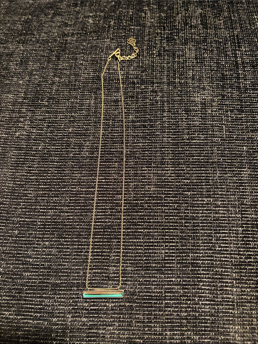 Retired Kendra Scott Jack Gunmetal Rainbow Crystal Bar Pendant Necklace